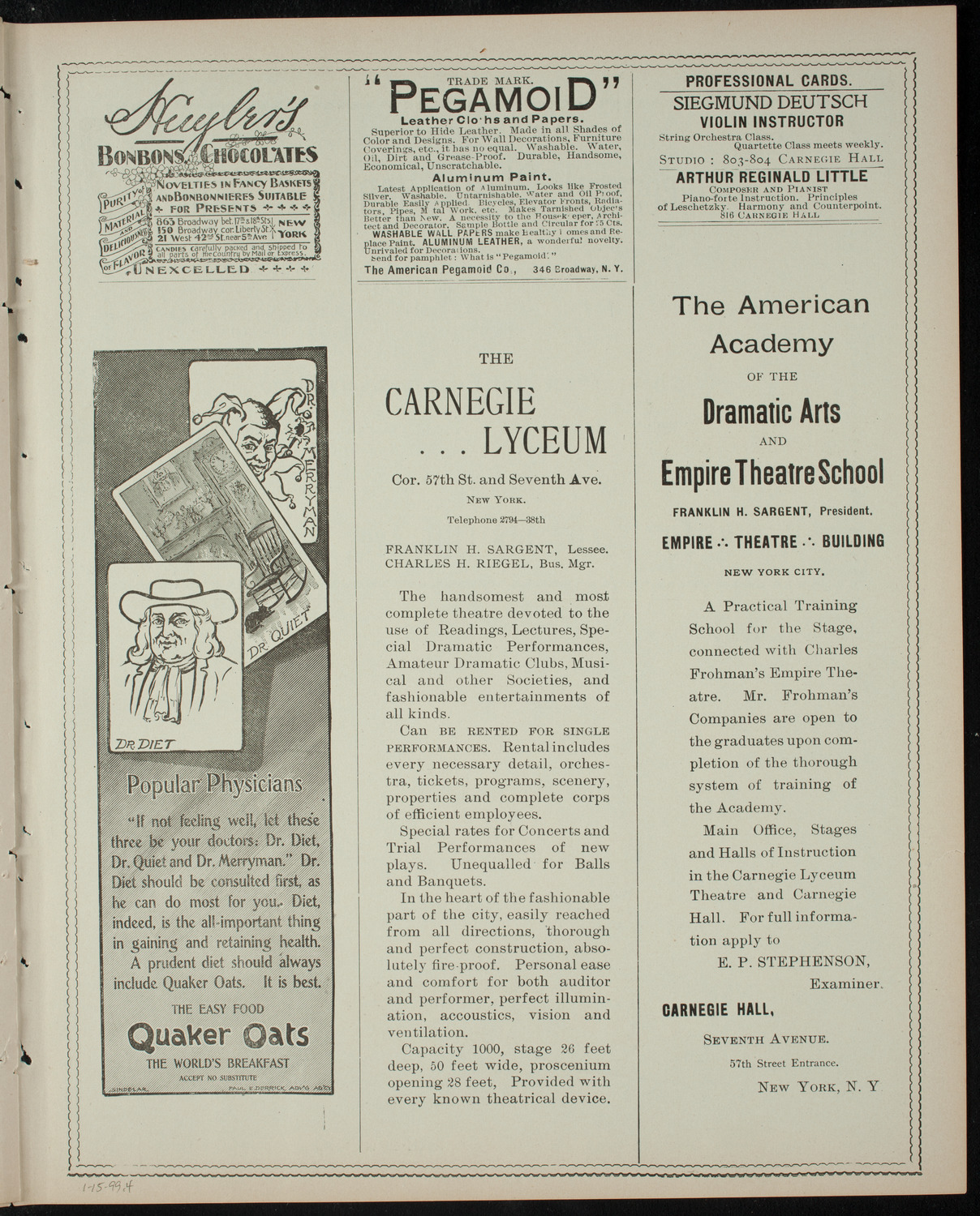 Benefit Concert for Master Max Pilzer, January 15, 1899, program page 7