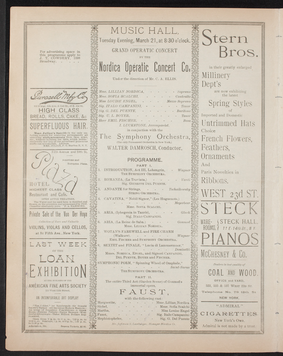 Nordica Operatic Concert Company, March 21, 1893, program page 4