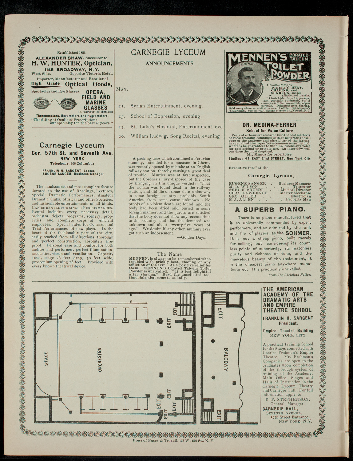 Concert by Rudolf Robertoff, May 10, 1901, program page 4