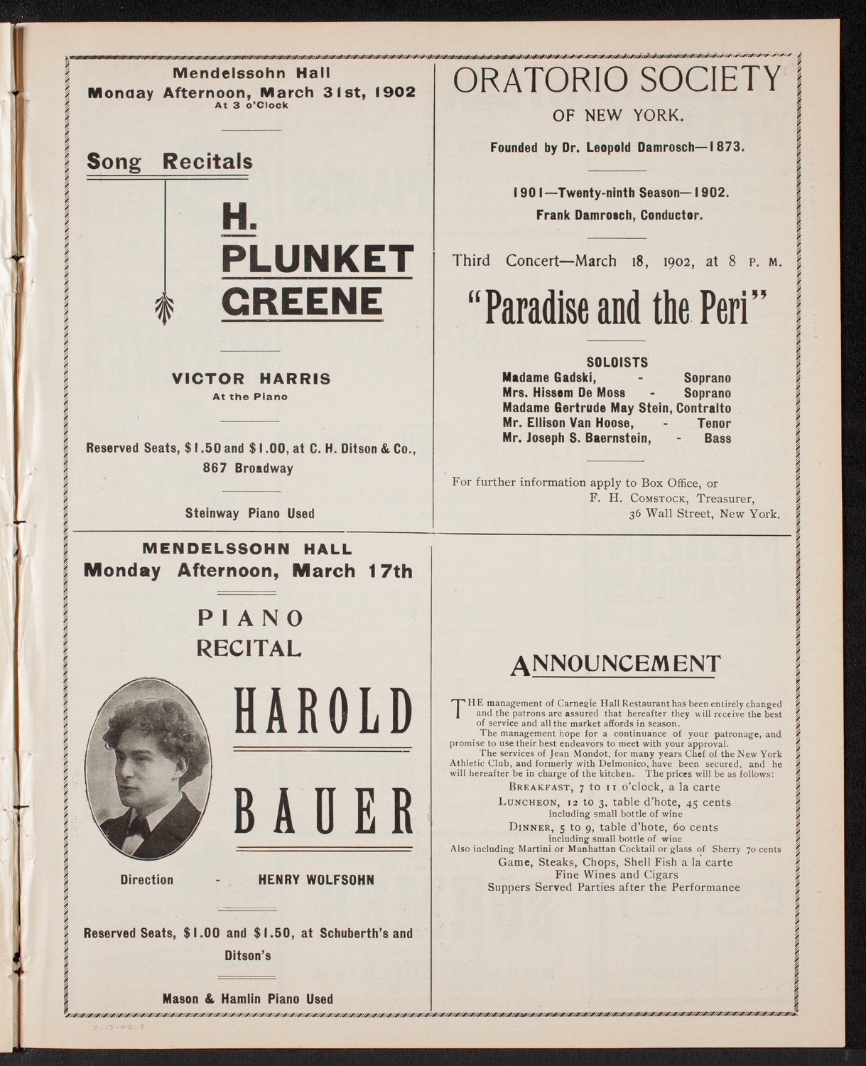 Musical Art Society of New York, March 13, 1902, program page 5