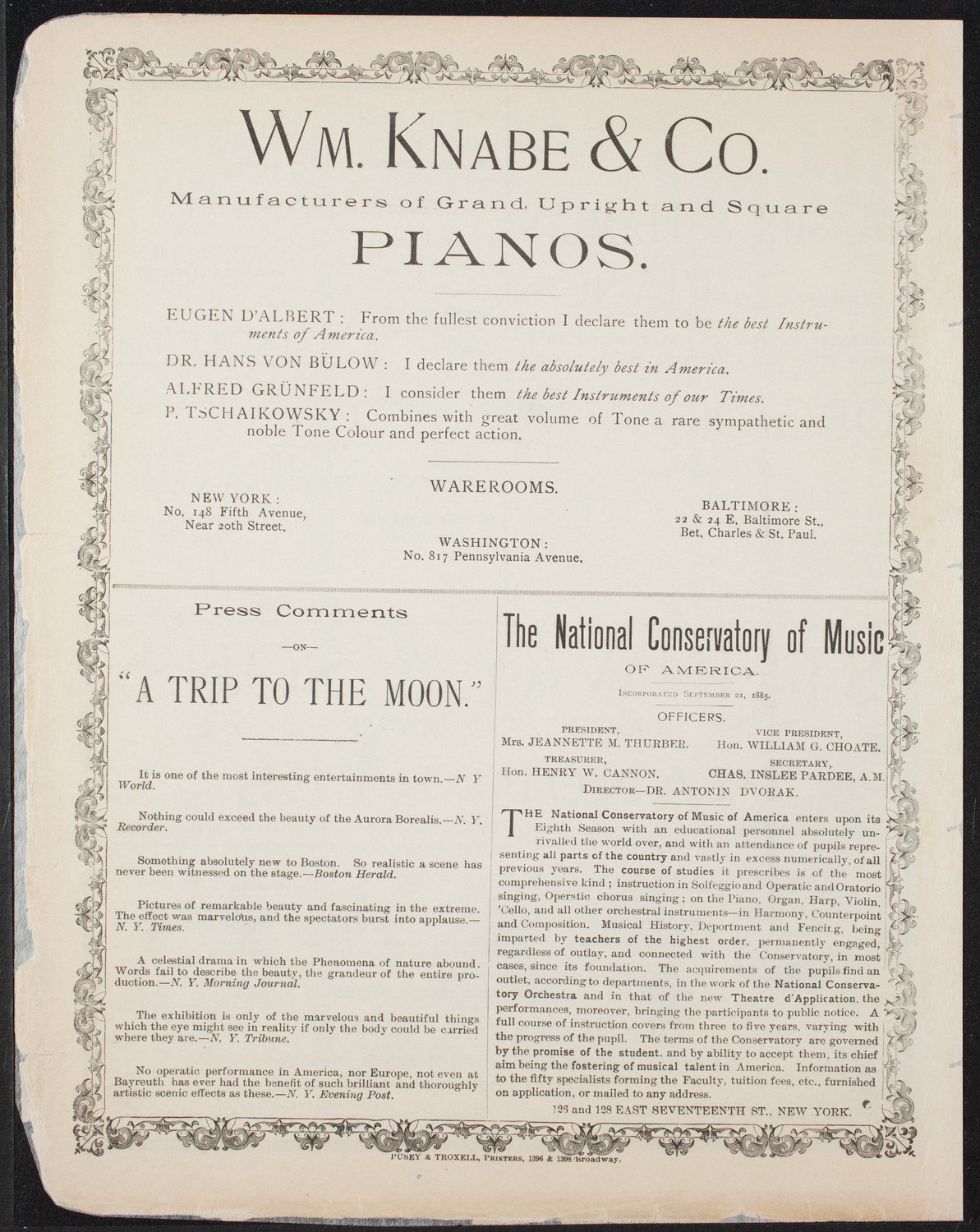 Gaston Blay and Others, April 29, 1893, program page 4