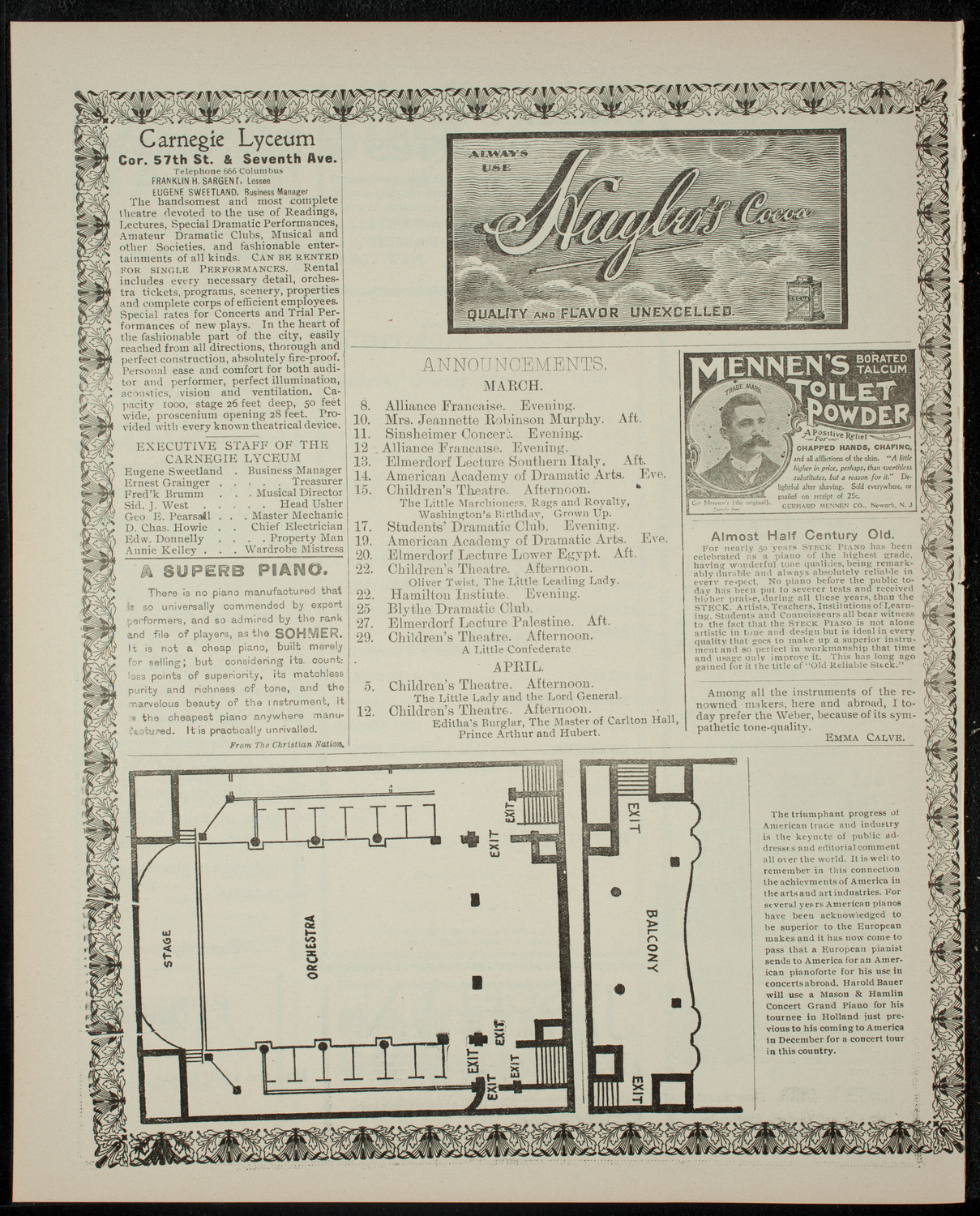 Soirée by the Alliance Française, Comité de New York, March 8, 1902, program page 4