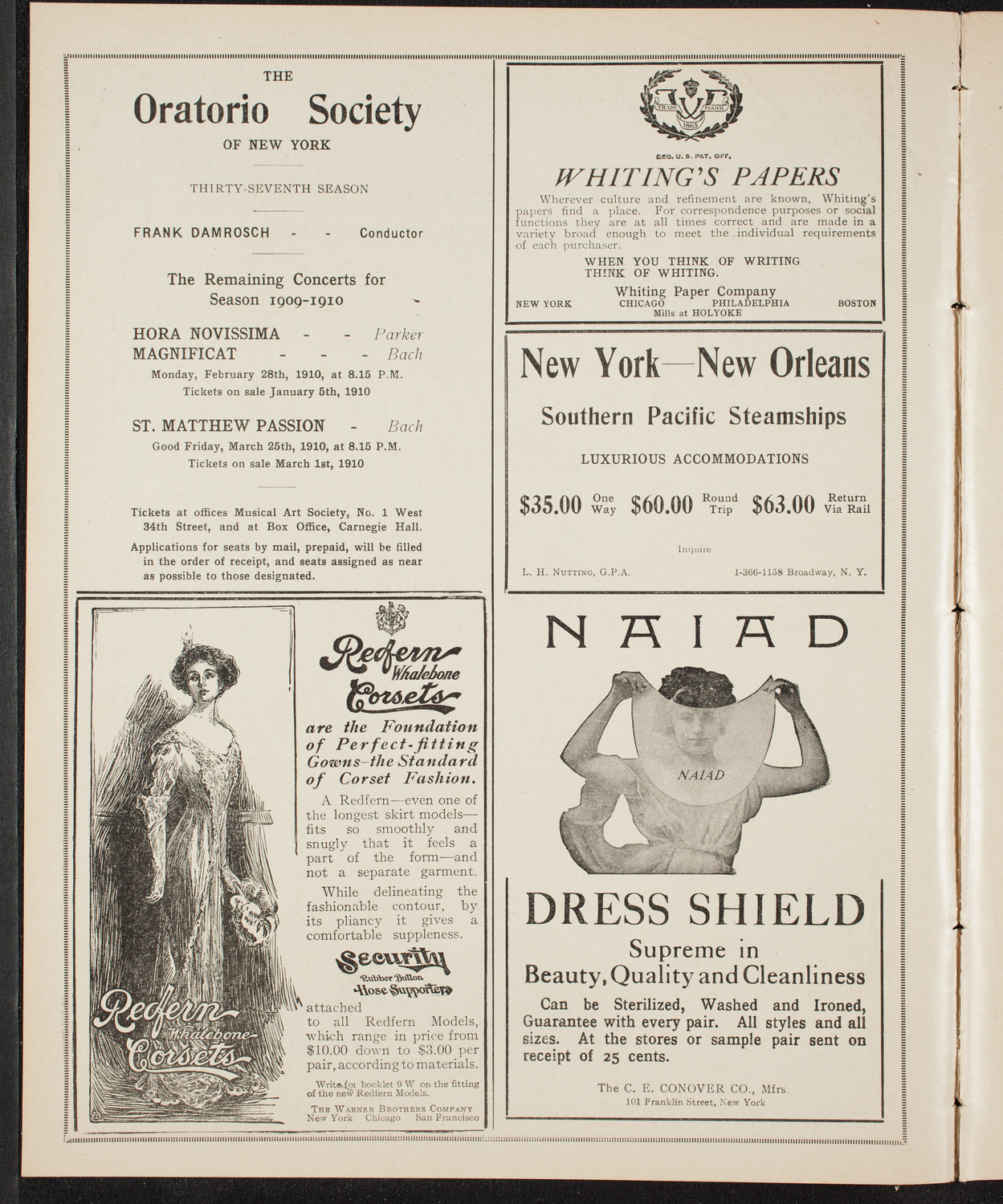 New York Philharmonic, December 31, 1909, program page 2