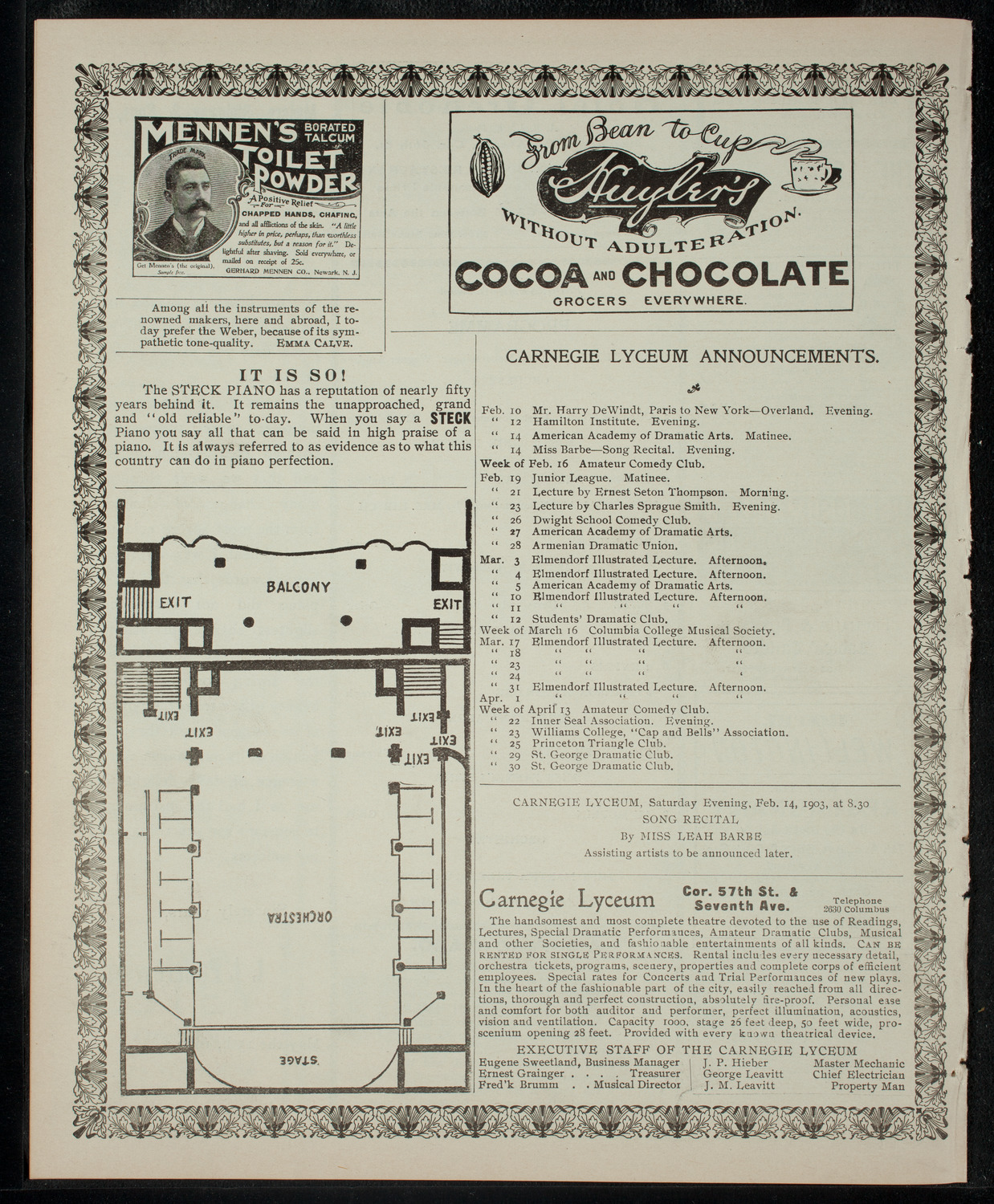 Fannie Levine and Others, February 7, 1903, program page 4