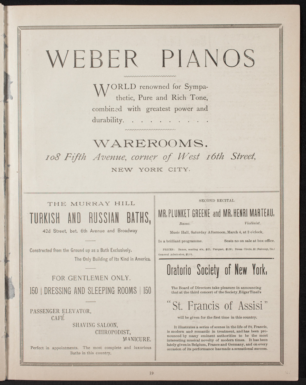 New York Banks' Glee Club, February 21, 1893, program page 19