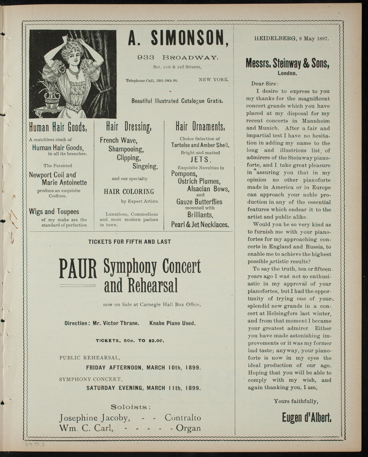 Vladimir Shaievitch and Others, March 9, 1899, program page 5