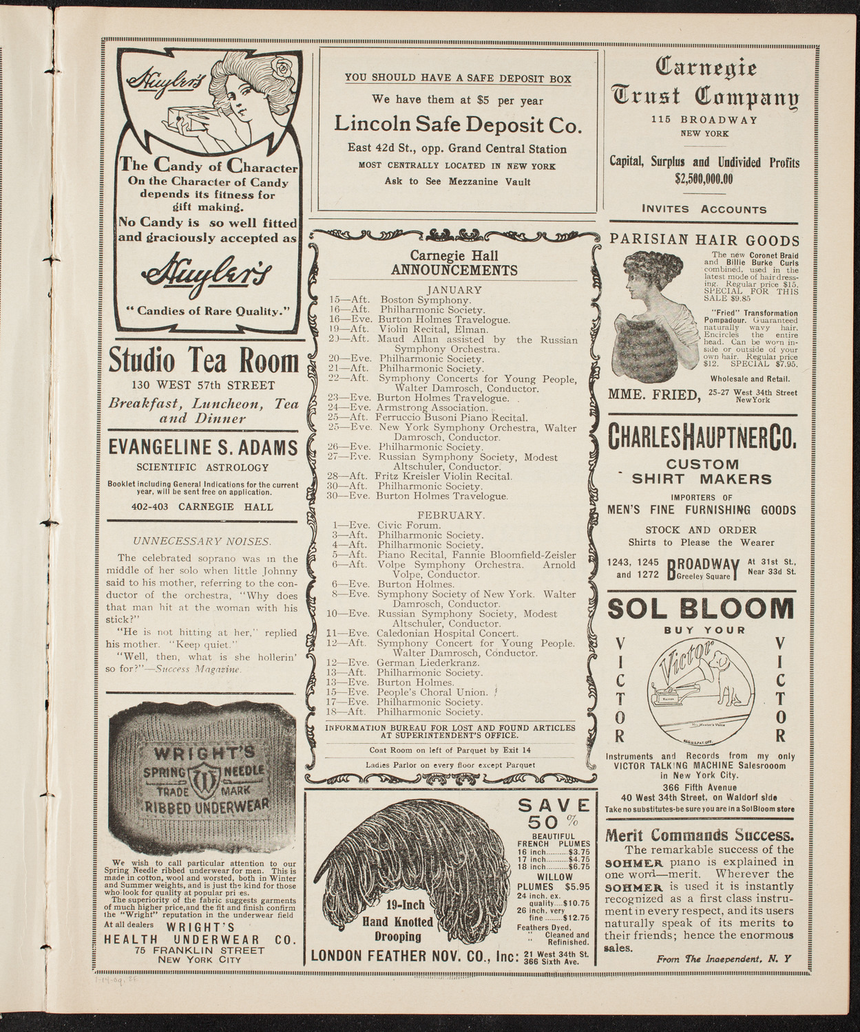 People's Symphony Concert, January 14, 1910, program page 3