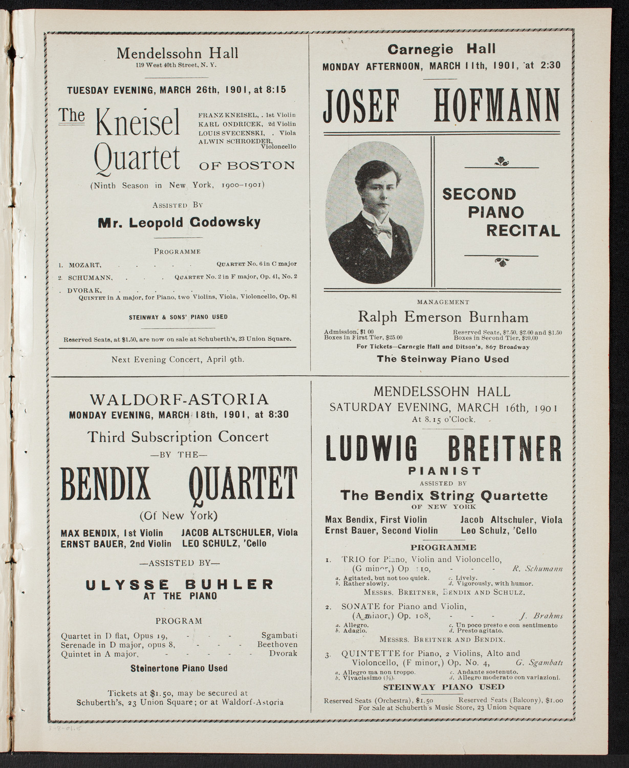 New York Philharmonic, March 8, 1901, program page 9