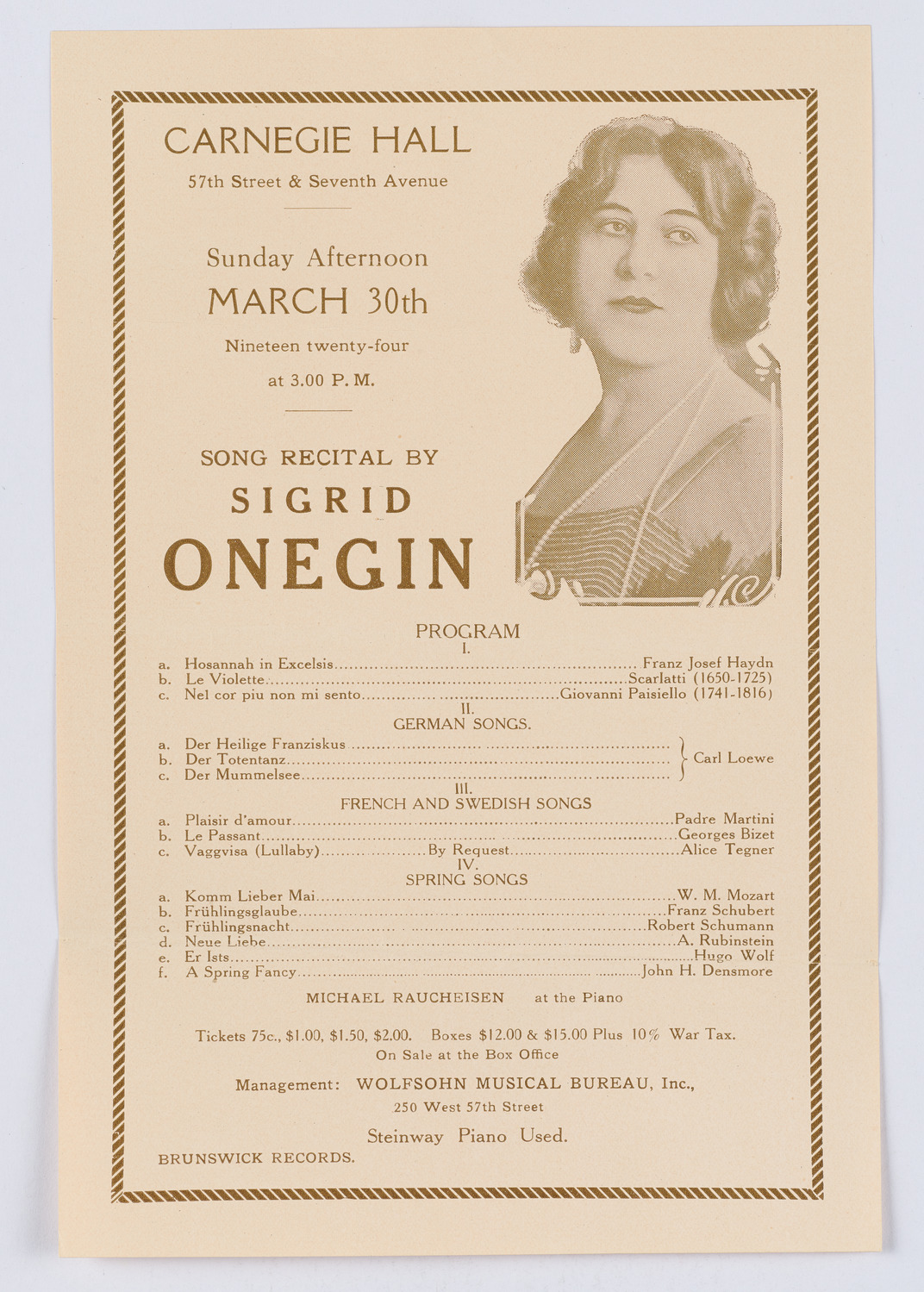 Sigrid Onegin, March 30, 1924