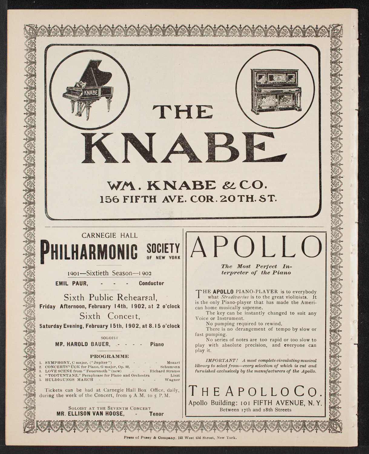 Albert Weinstein with Orchestra, February 13, 1902, program page 10