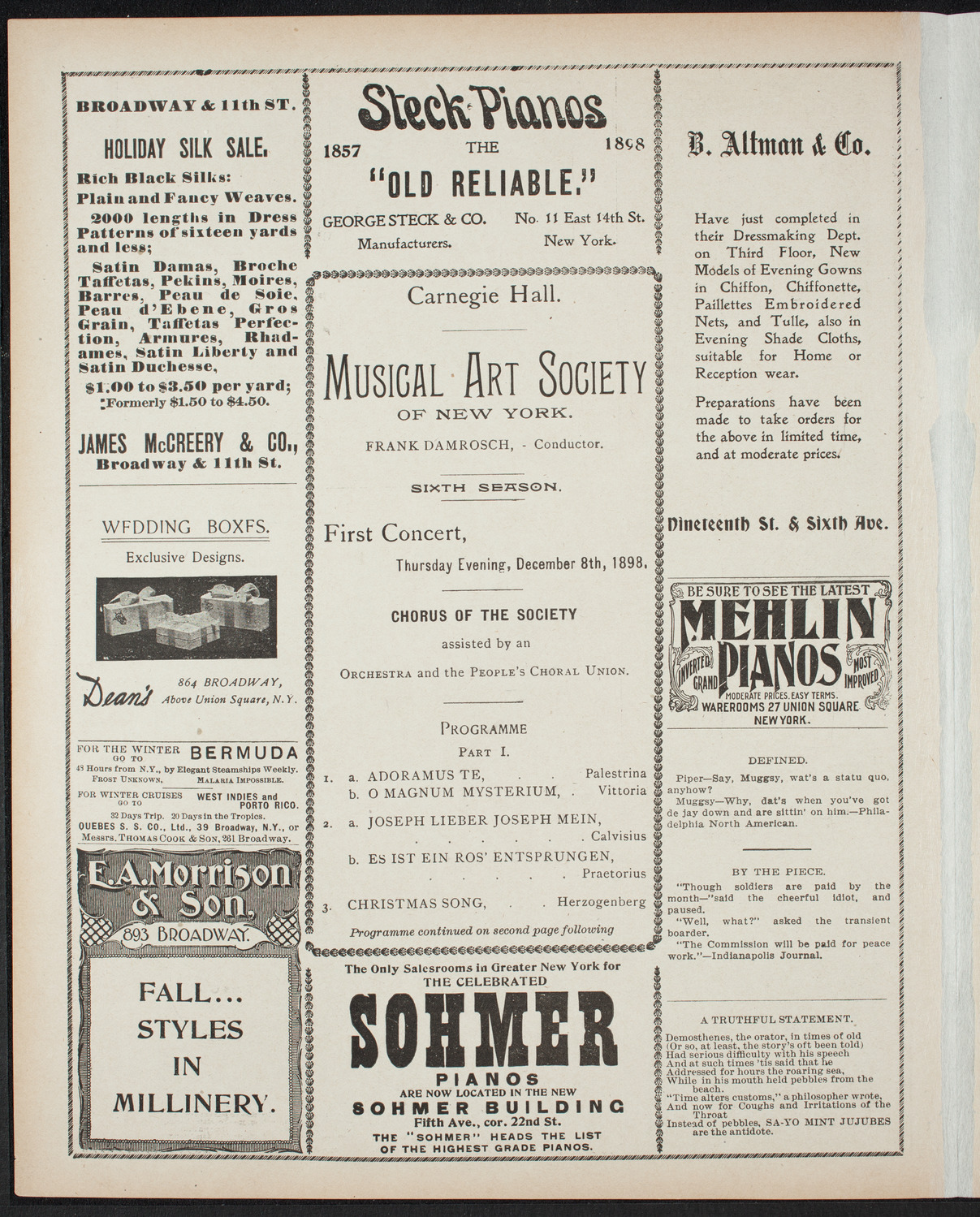 Musical Art Society of New York, December 8, 1898, program page 4