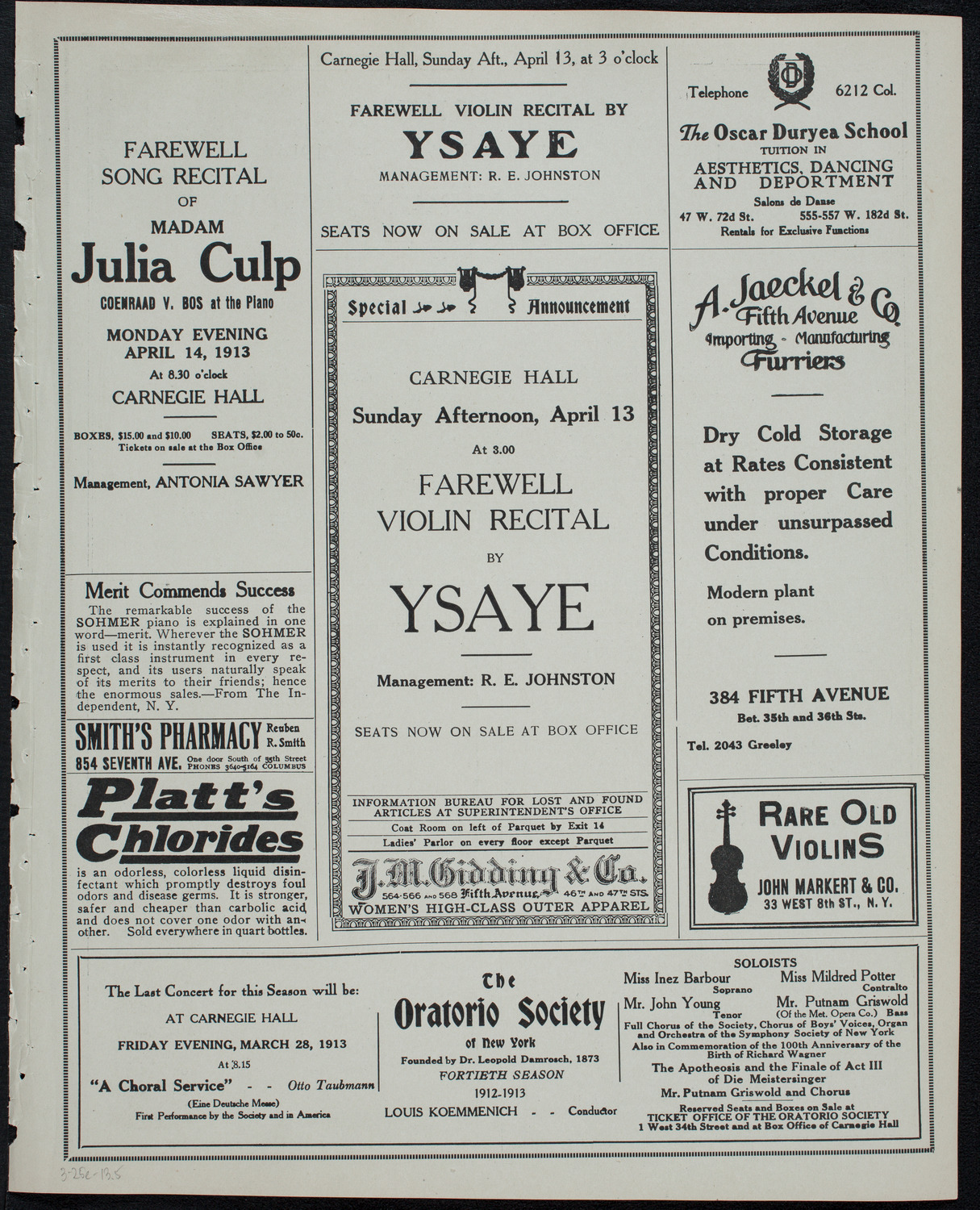 Volpe Symphony Society of New York, March 25, 1913, program page 9