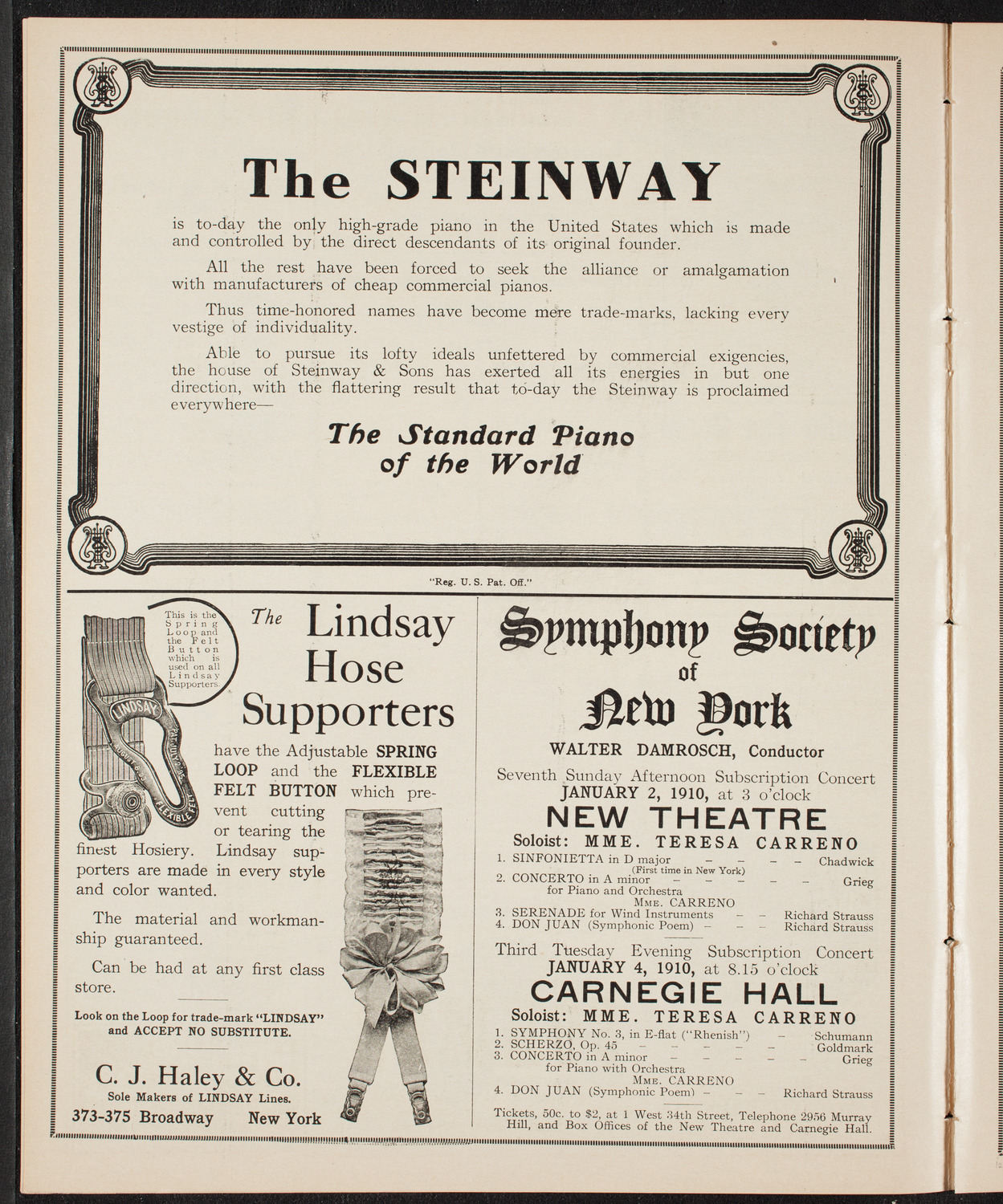 Oratorio Society of New York, December 28, 1909, program page 4