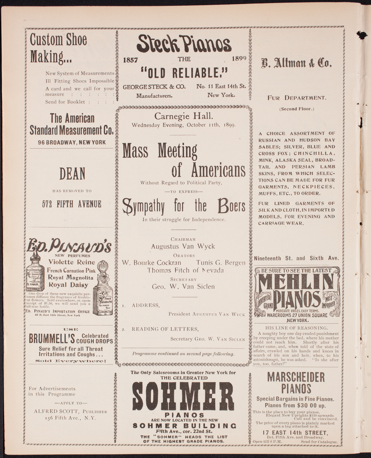 Mass Meeting: Sympathy for the Boers, October 11, 1899, program page 4