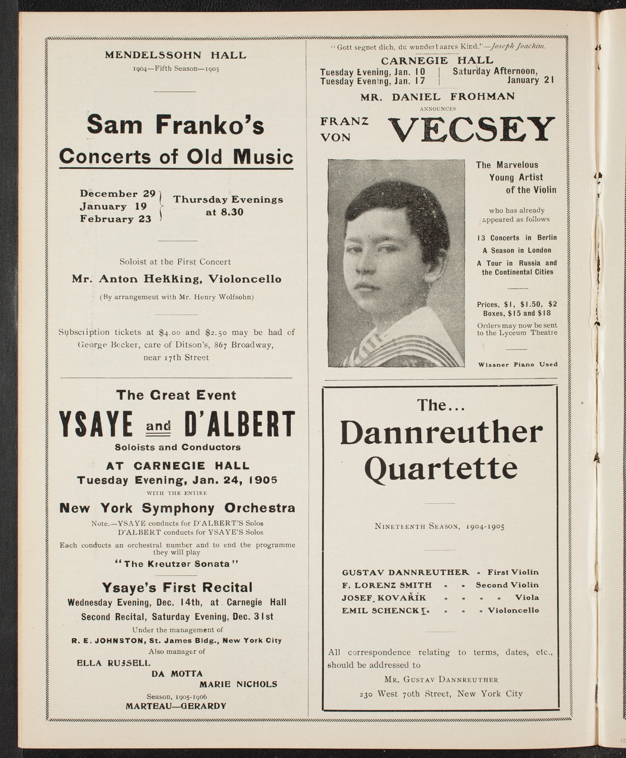 New York Philharmonic, December 3, 1904, program page 10