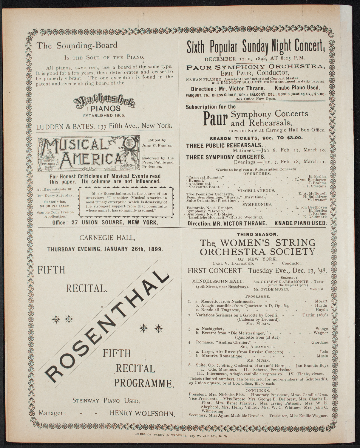 New York Banks' Glee Club, December 9, 1898, program page 8