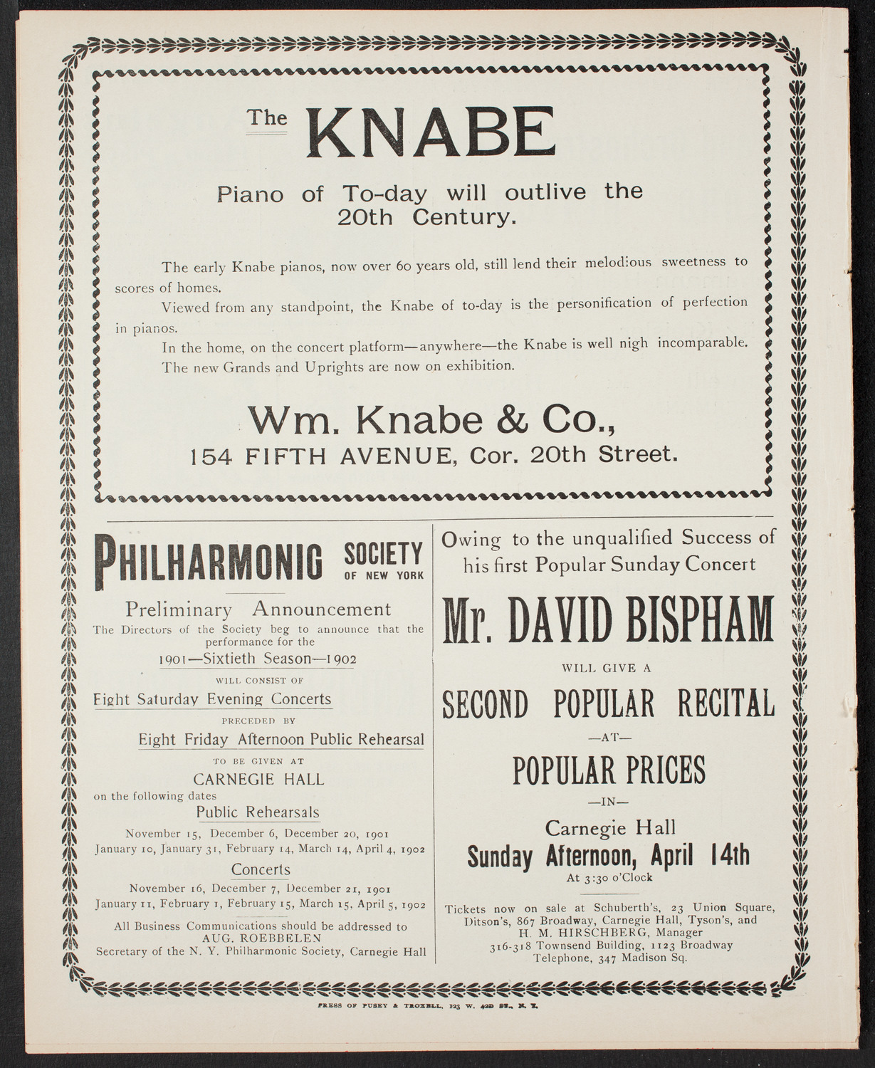 New York Philharmonic, March 30, 1901, program page 10