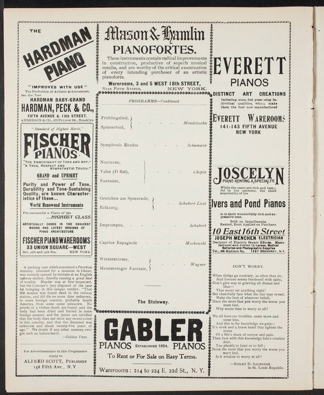 Josef Hofmann, Piano, March 5, 1901, program page 6