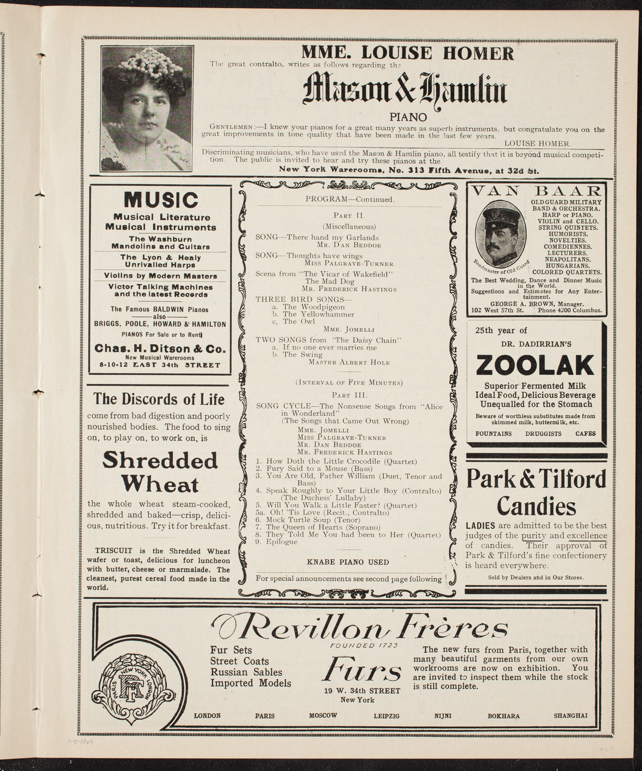 Song Recital by Liza Lehmann, Composer and Pianist, January 8, 1910, program page 7