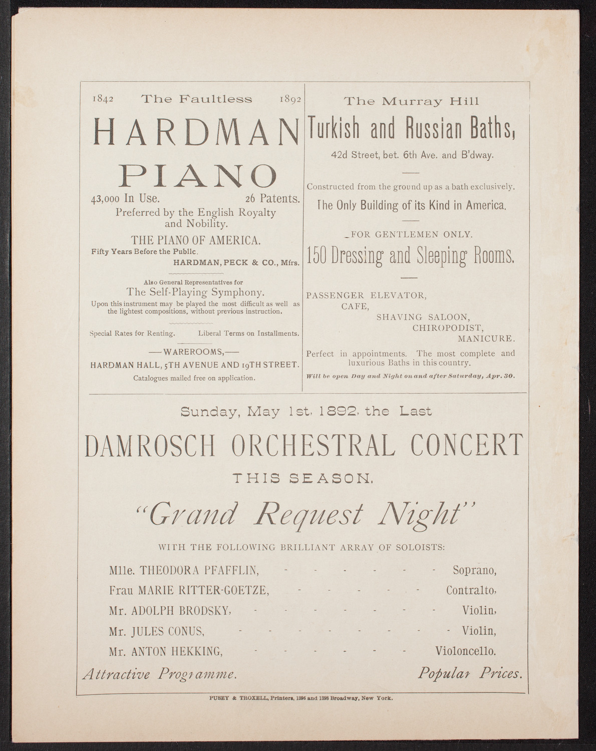 Our Quartette, April 26, 1892, program page 12