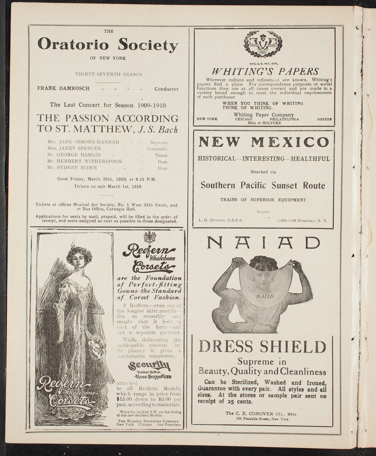 New York Philharmonic, March 4, 1910, program page 2