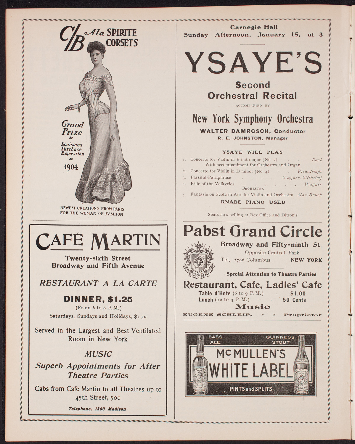 Benefit: German Hospital and Dispensary, January 8, 1905, program page 8