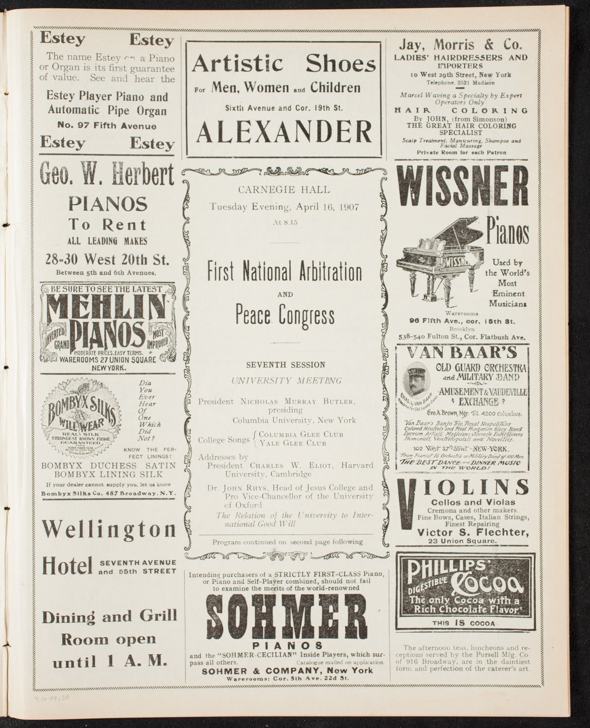 National Arbitration and Peace Congress, April 16, 1907, program page 5