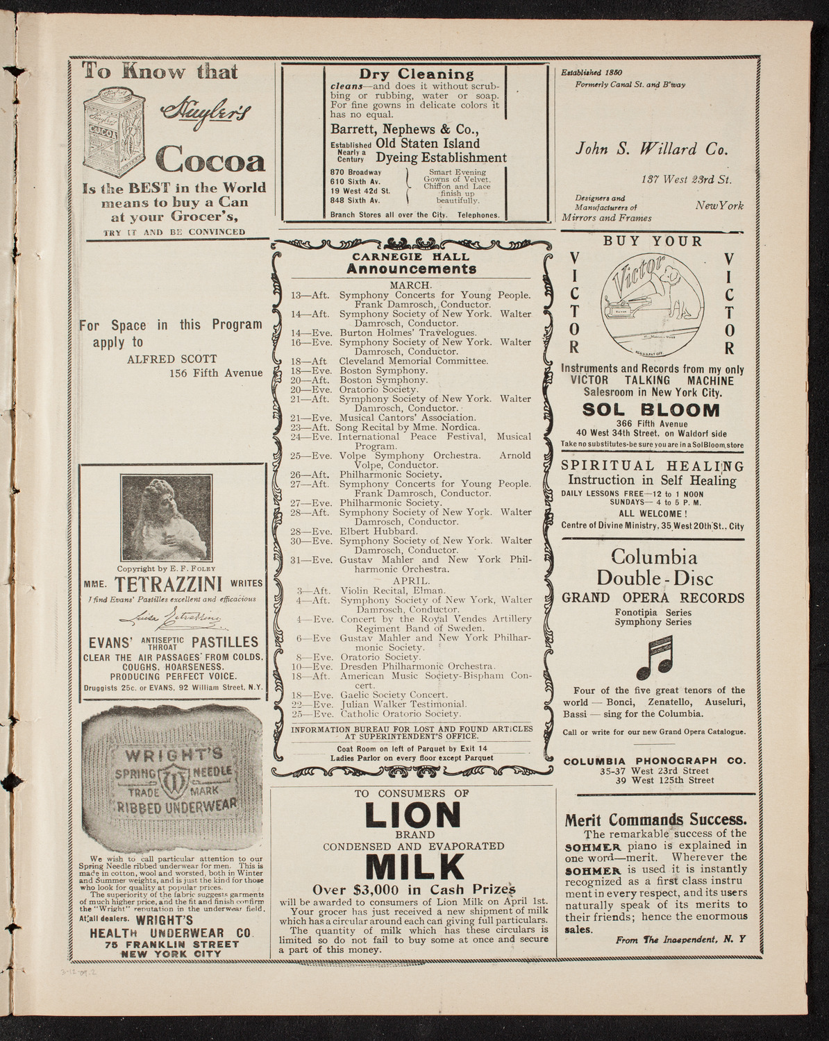 The Civic Forum, March 12, 1909, program page 3