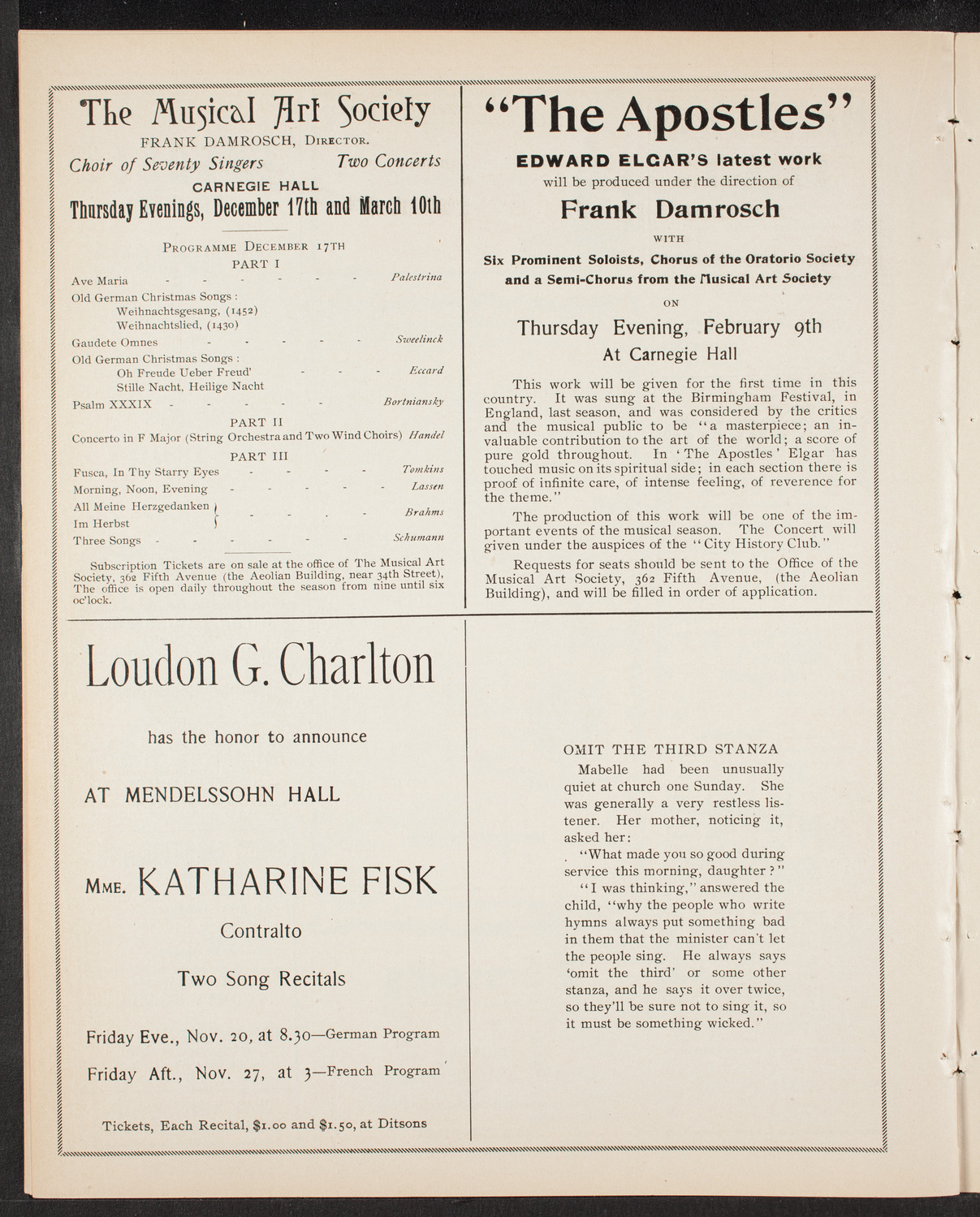 Jacques Thibaud, Violin, November 20, 1903, program page 8