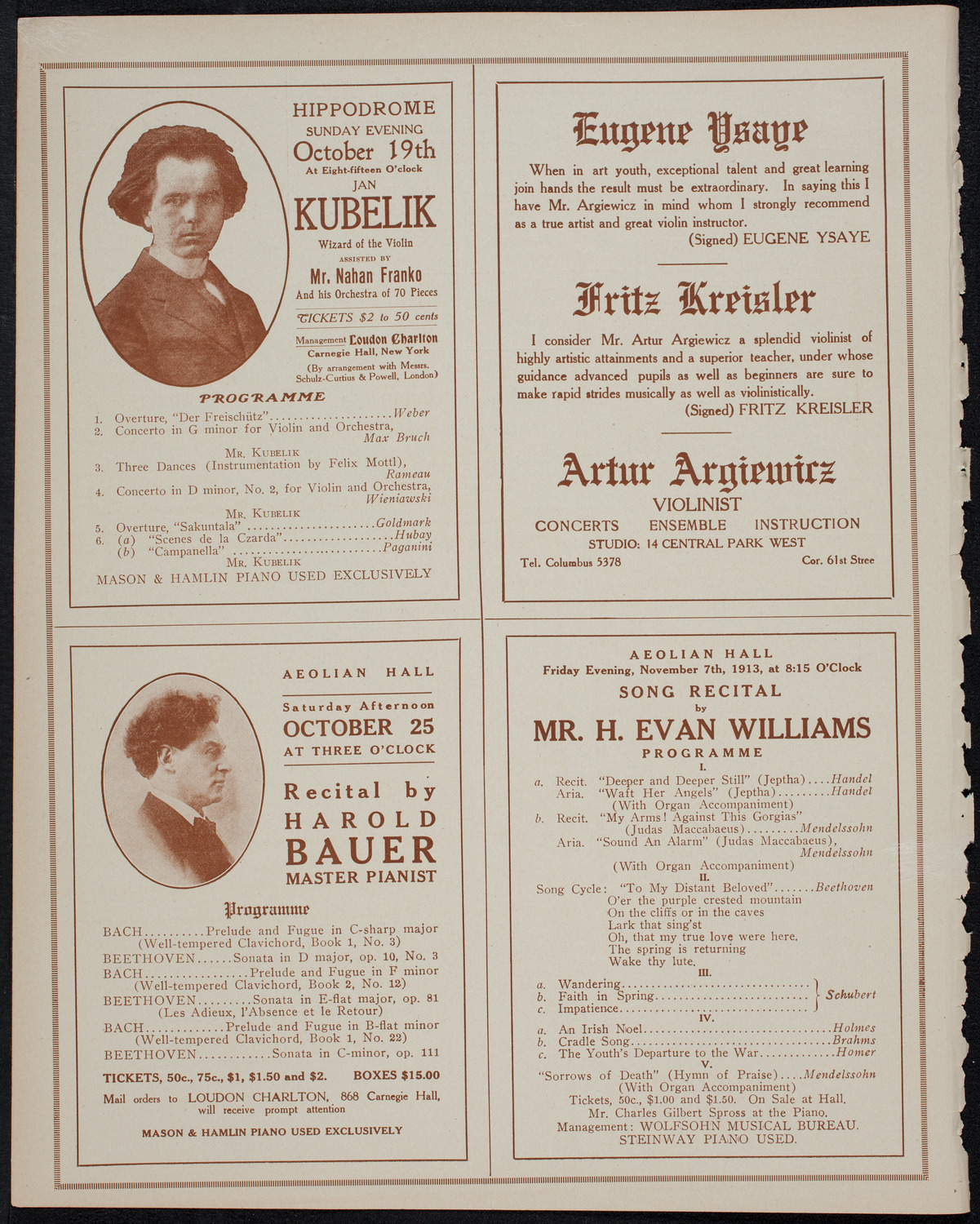 Jenny Dufau, Soprano, October 19, 1913, program page 10