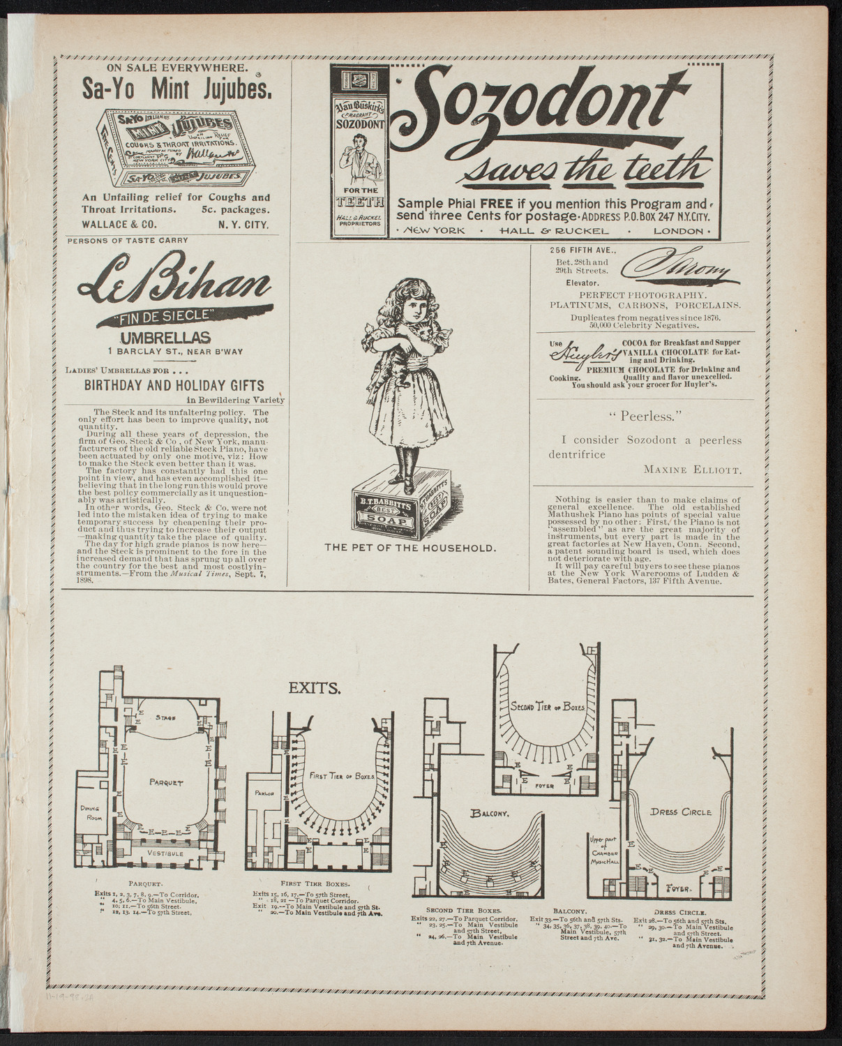 Moriz Rosenthal, Piano, November 19, 1898, program page 3