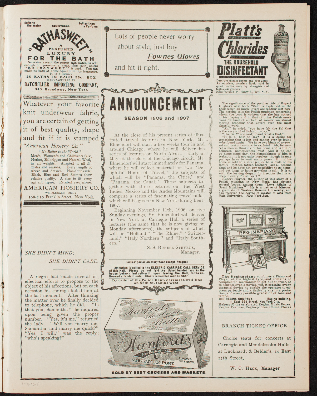 Elmendorf Lecture: Northern Italy, March 19, 1906, program page 9