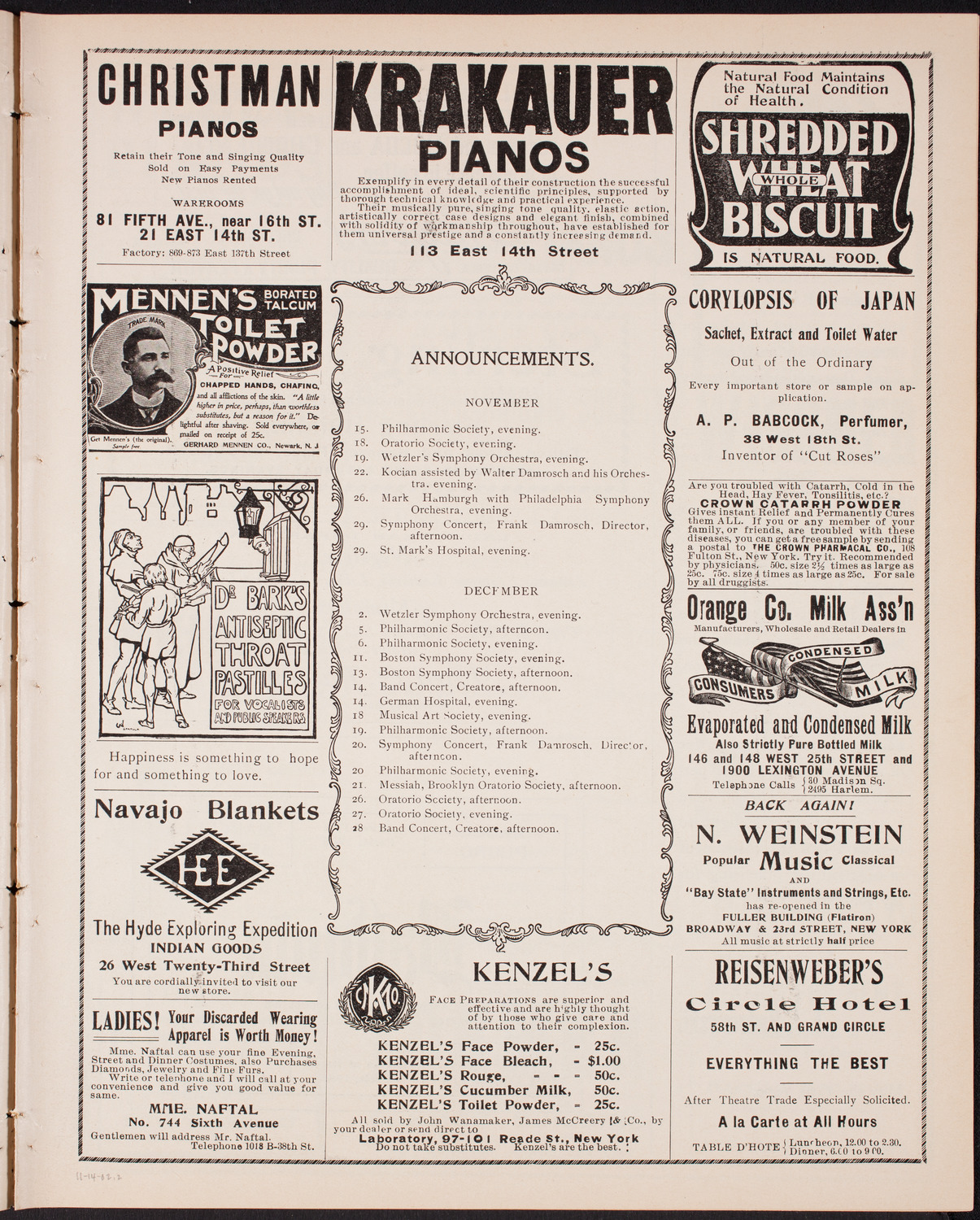 New York Philharmonic, November 14, 1902, program page 3