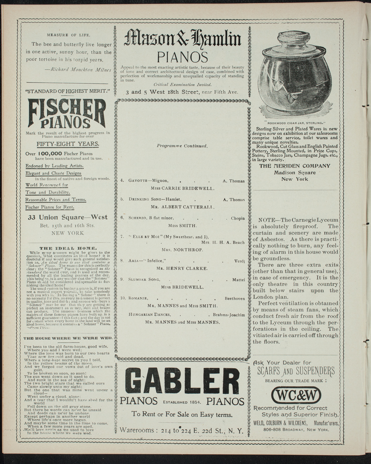 Clara L. Smith and Others, January 24, 1898, program page 6