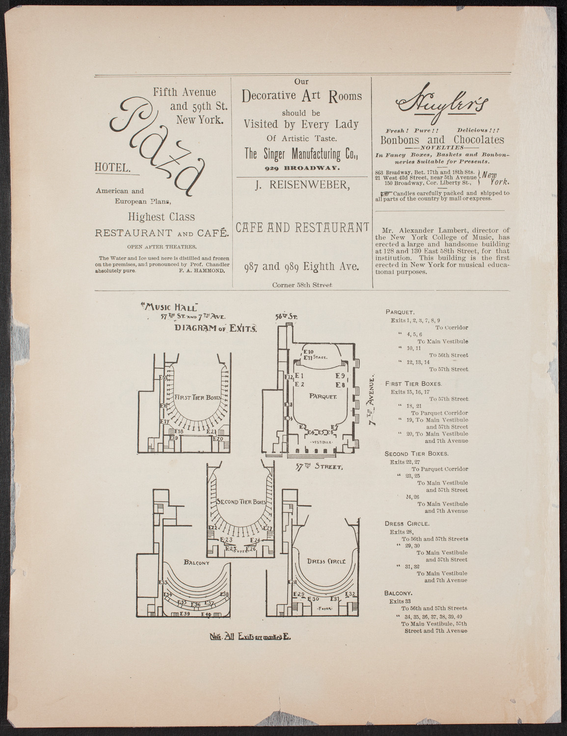 Urania Scientific Theatre, May 18, 1892, program page 4