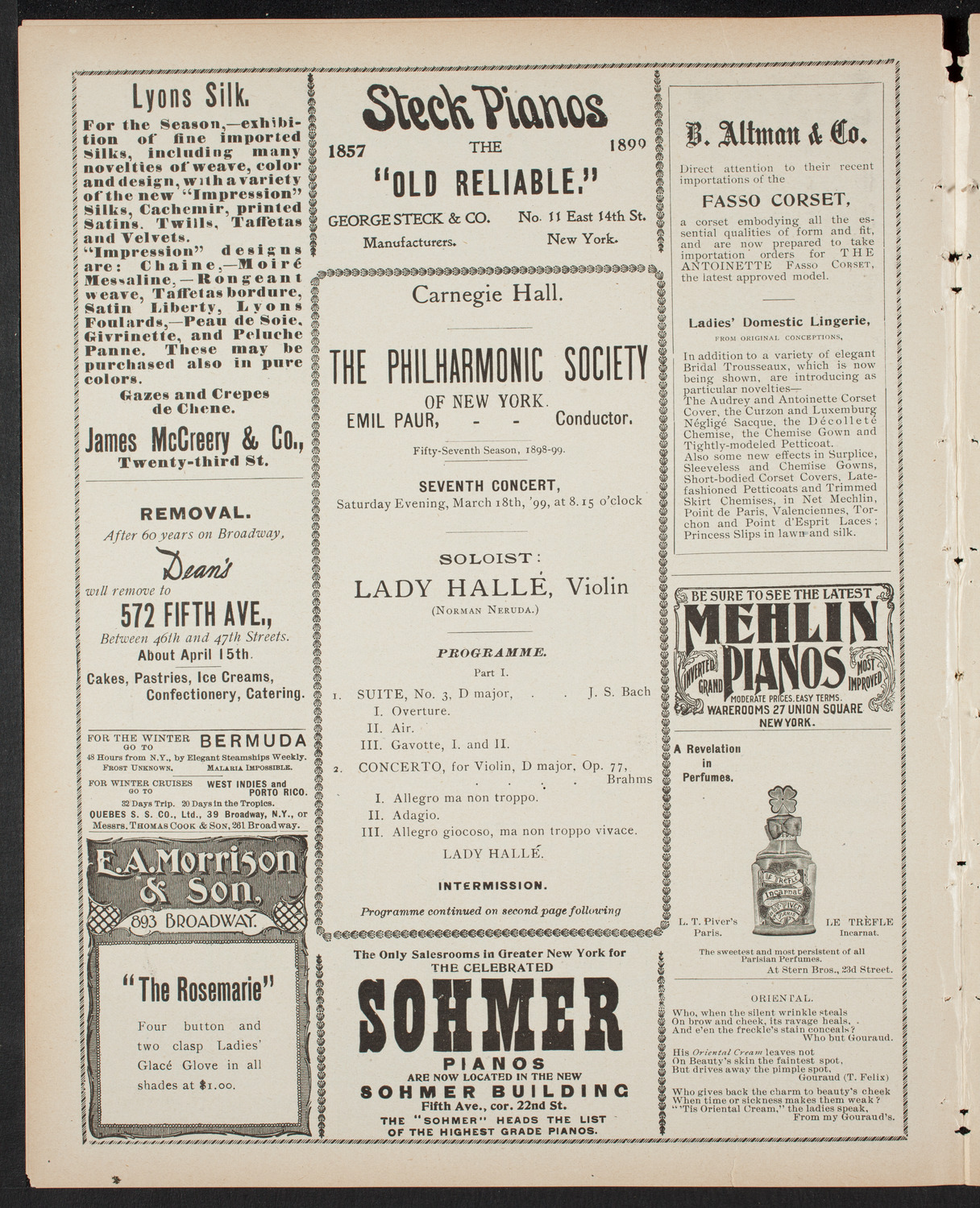 New York Philharmonic, March 18, 1899, program page 4