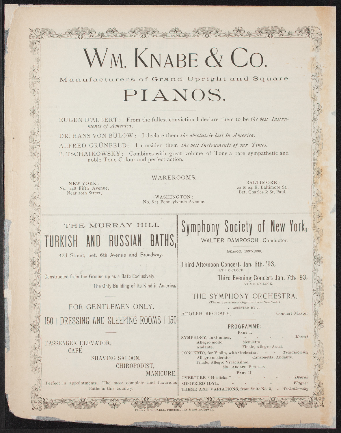 Schmidt-Herbert String Quartet, December 21, 1892, program page 4