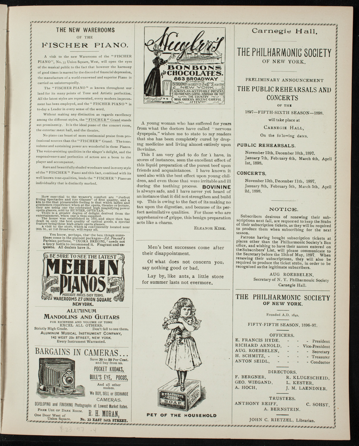 Grand Concert by Nahan Franko, April 23, 1897, program page 7