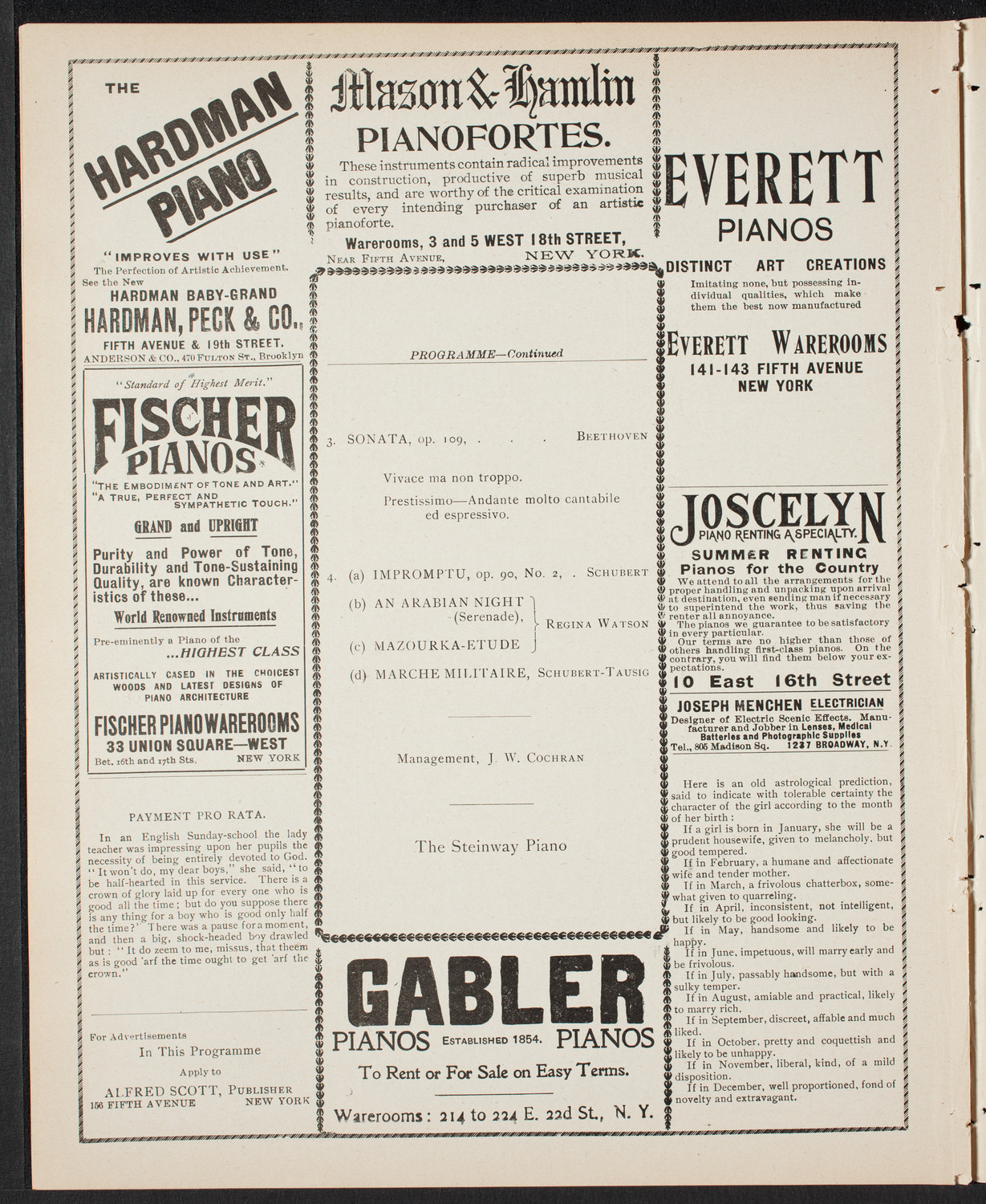 Teresa Carreño, Piano, April 22, 1901, program page 6