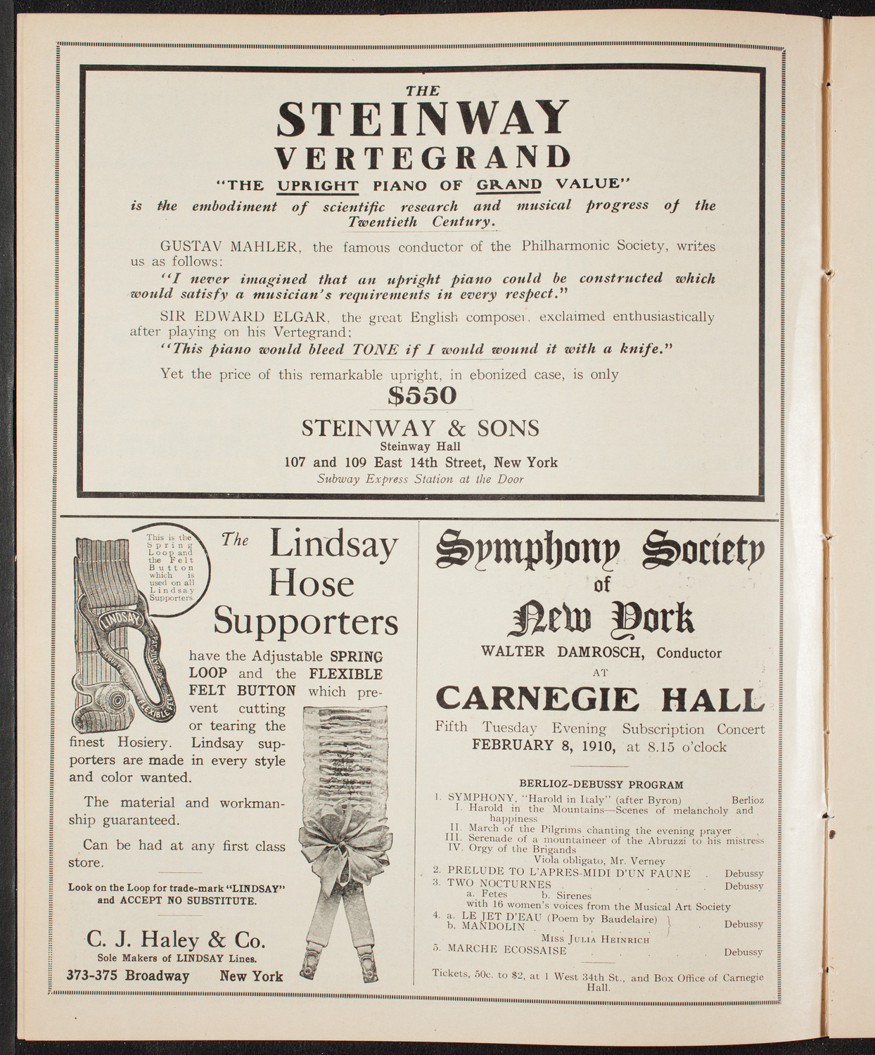 Volpe Symphony Society of New York, February 6, 1910, program page 4