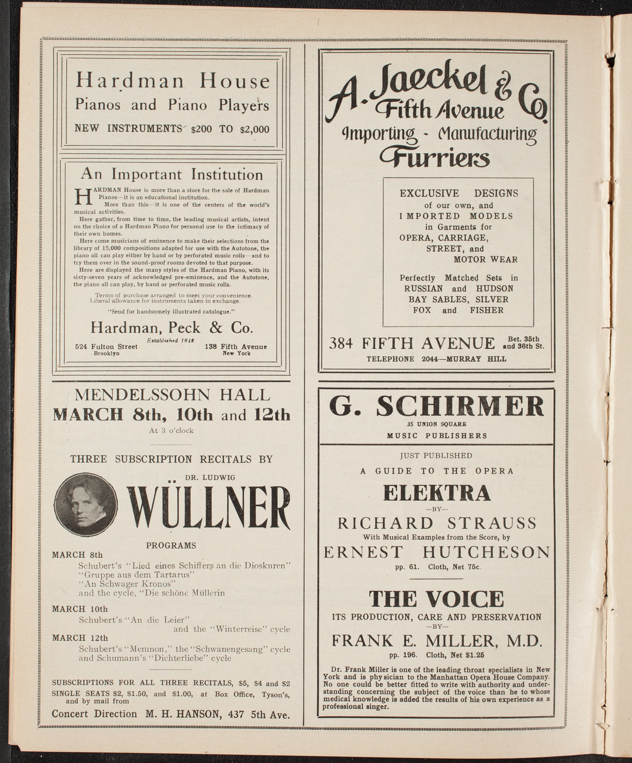 New York Symphony Orchestra, March 1, 1910, program page 8