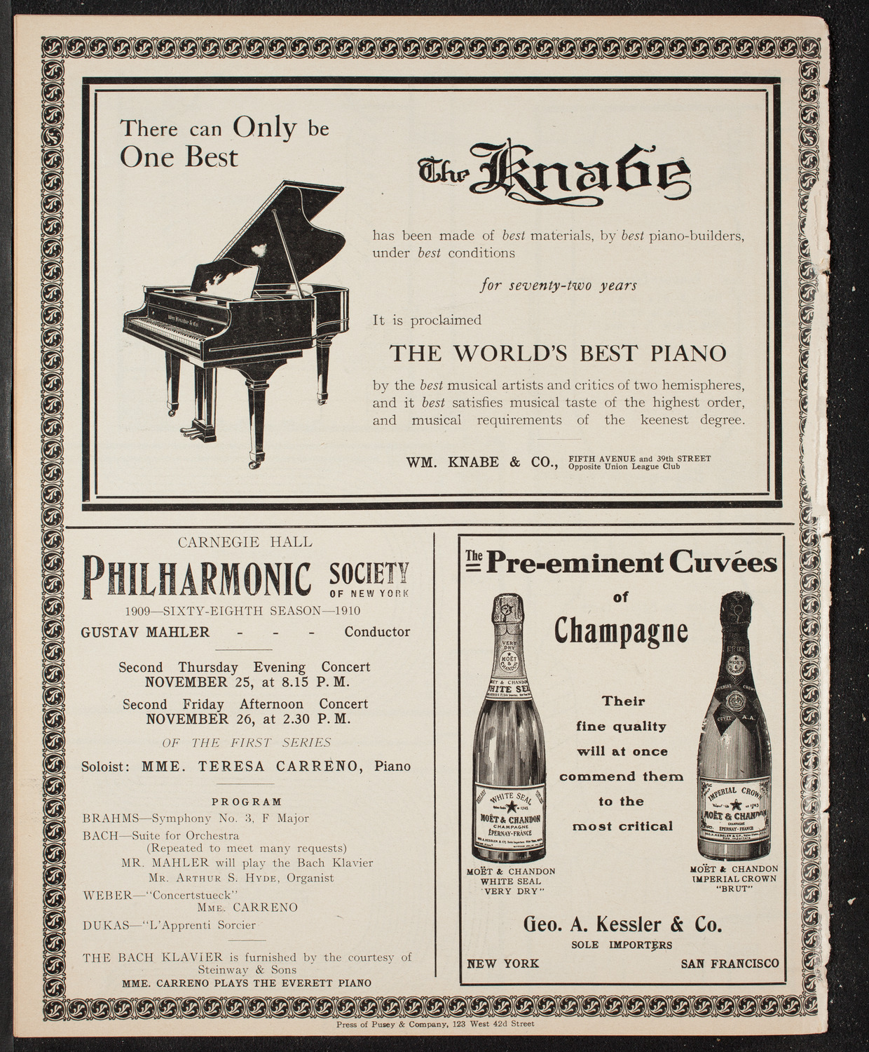 New York Philharmonic, November 21, 1909, program page 12