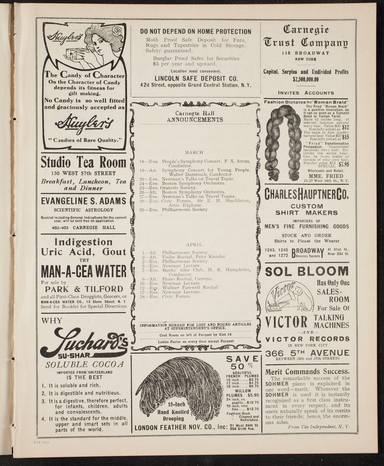 Musical Art Society of New York, March 17, 1910, program page 3