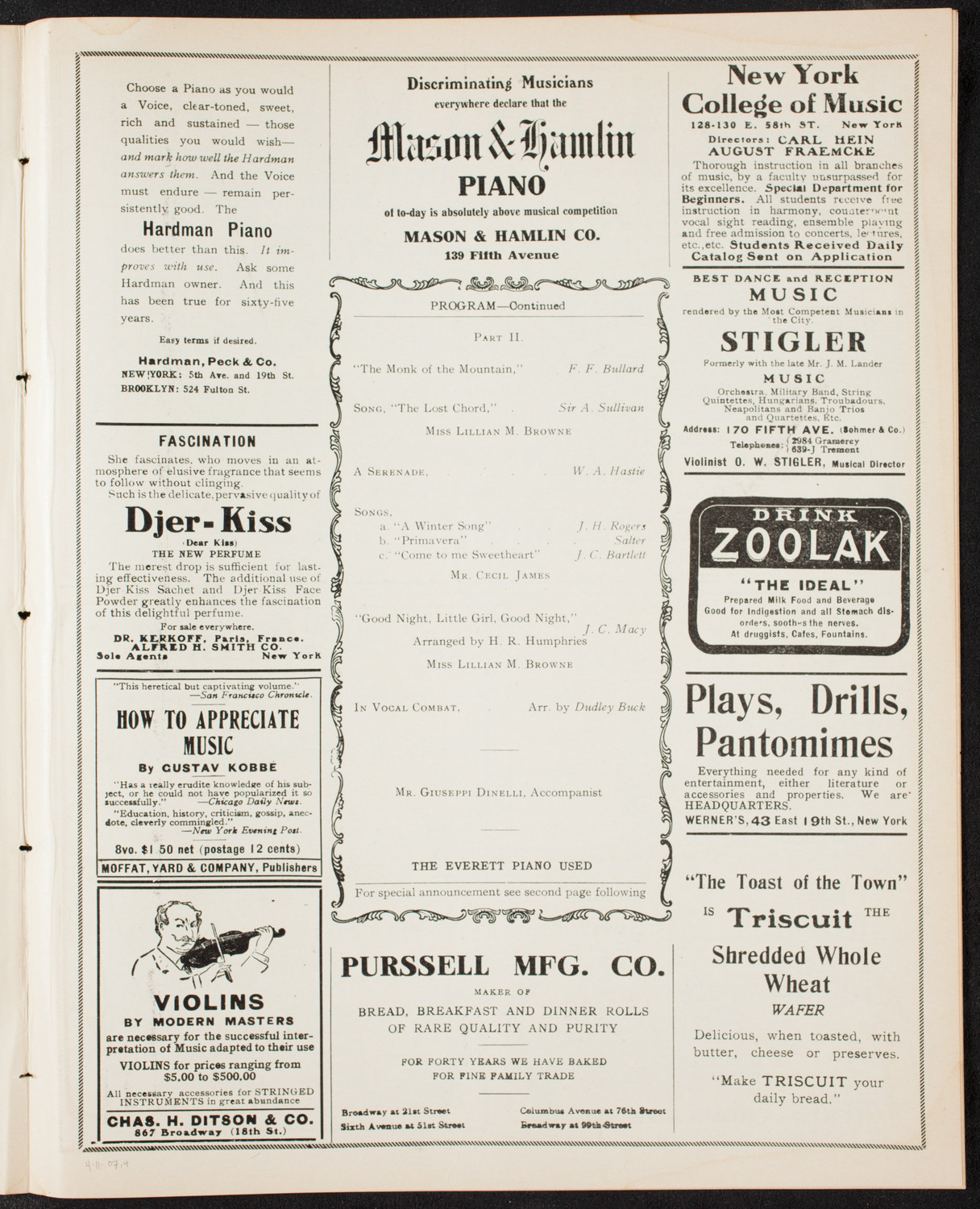 New York Banks' Glee Club, April 11, 1907, program page 7