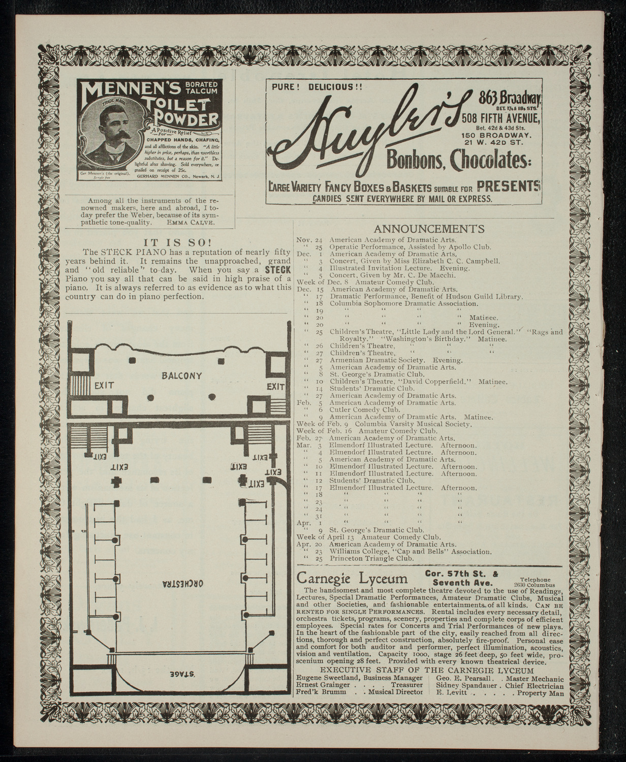 Benefit: Hispanic-American Parish, November 22, 1902, program page 4