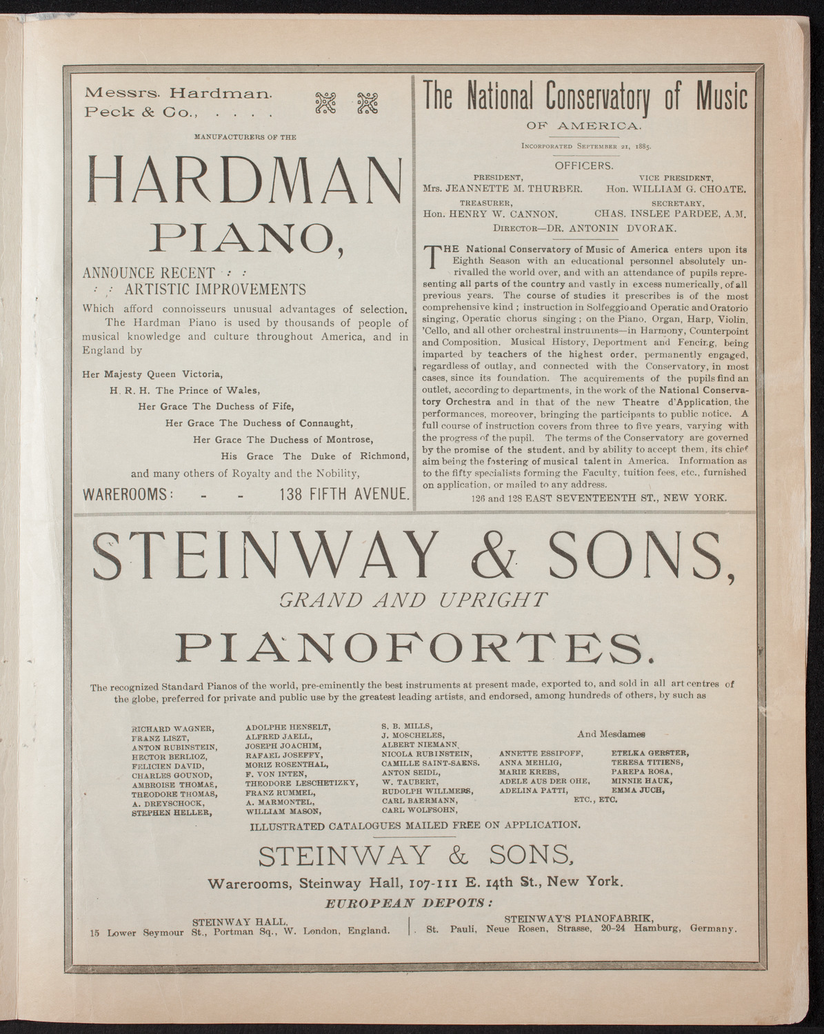 Benefit: Workingman's School and District Nursing Department, March 8, 1893, program page 9