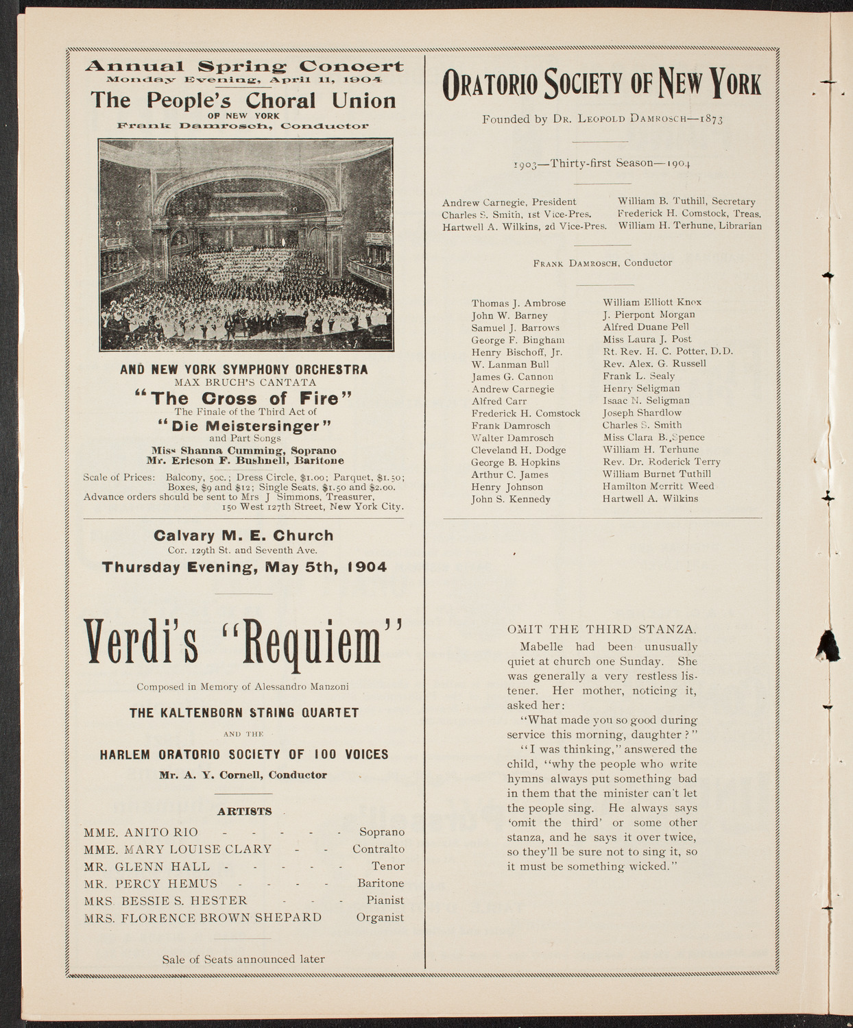 Richard Strauss with New York Philharmonic, March 26, 1904, program page 8