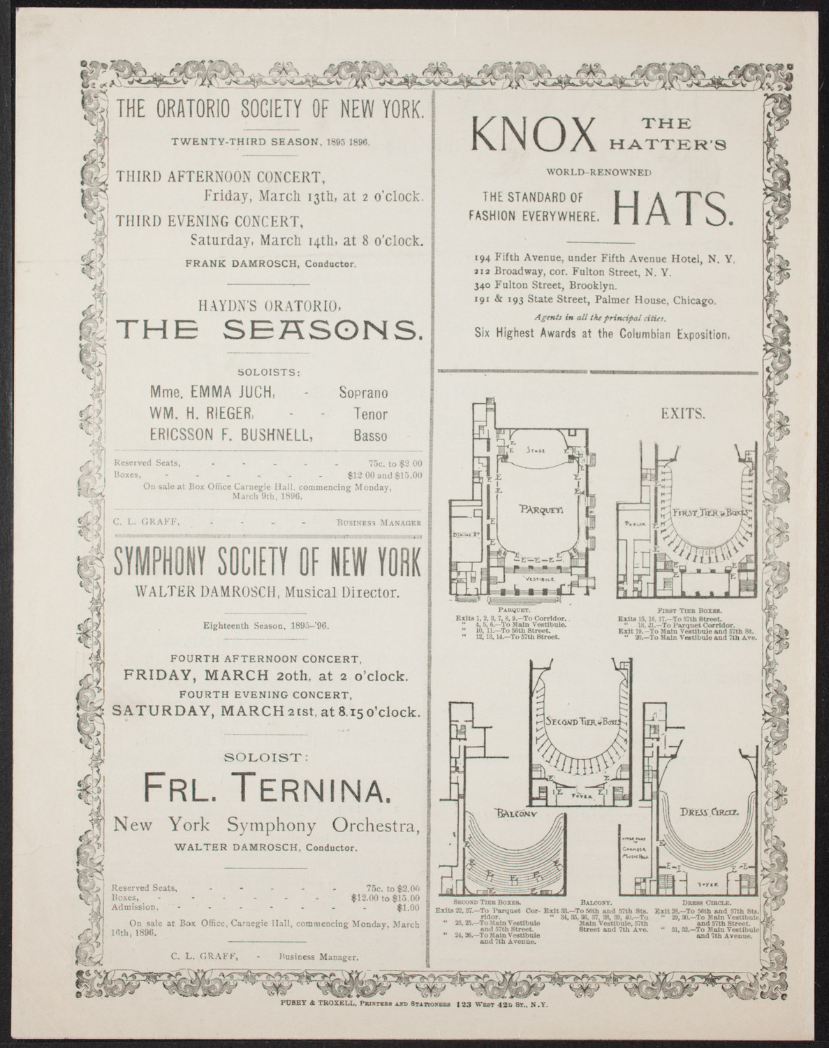 New York Philharmonic, March 7, 1896, program page 4