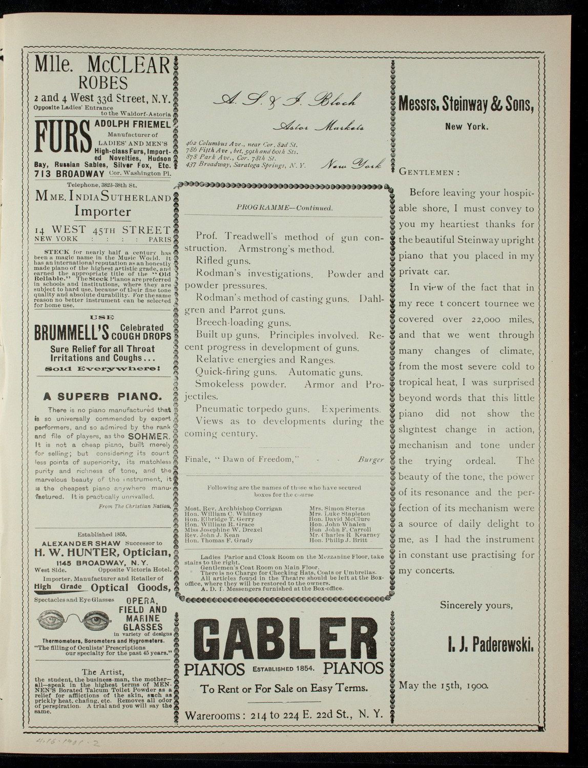 Lecture by Captain Edmund L. Zalinski, April 16, 1901, program page 3