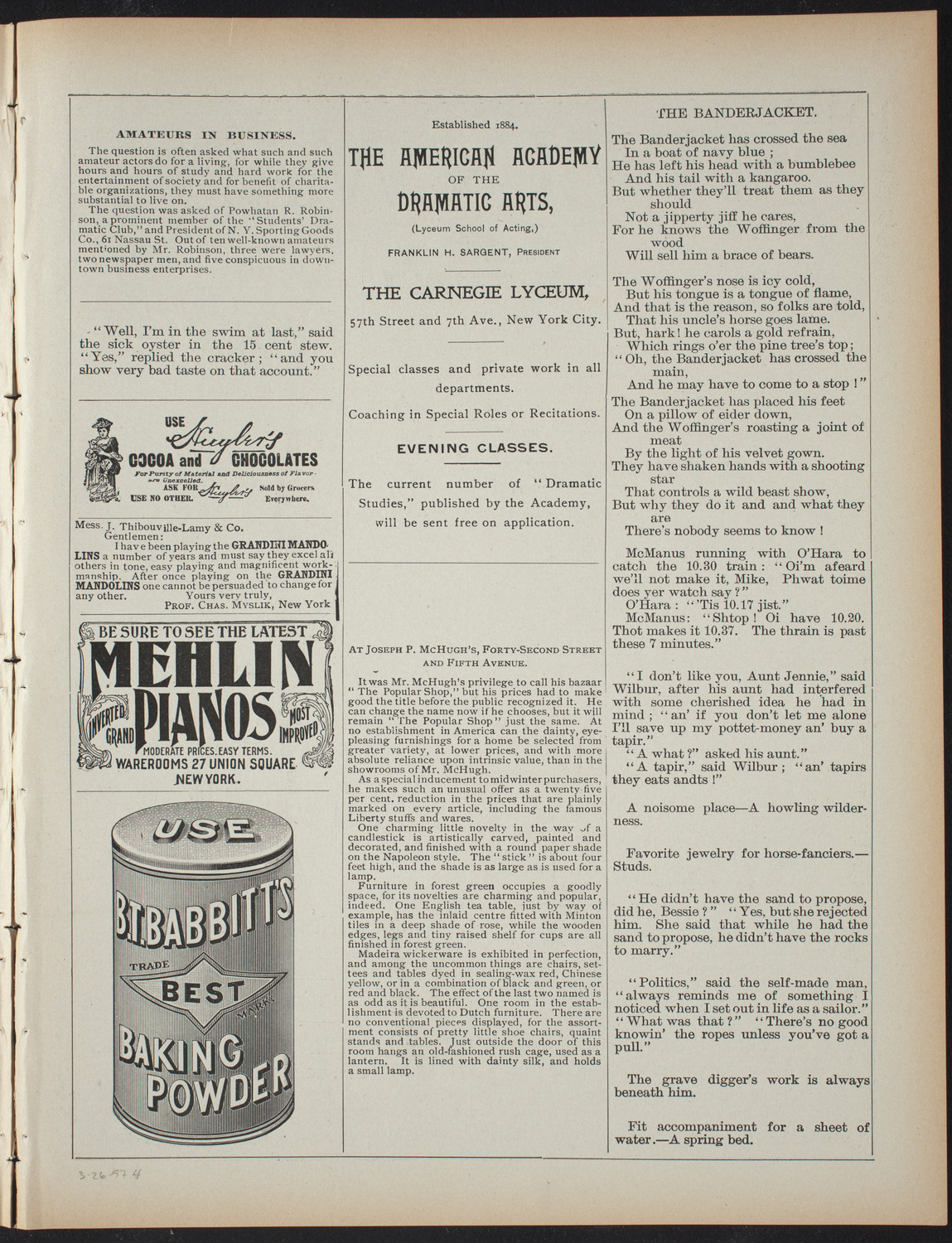 Mt. Holyoke College Glee and Banjo Clubs, March 26, 1897, program page 7